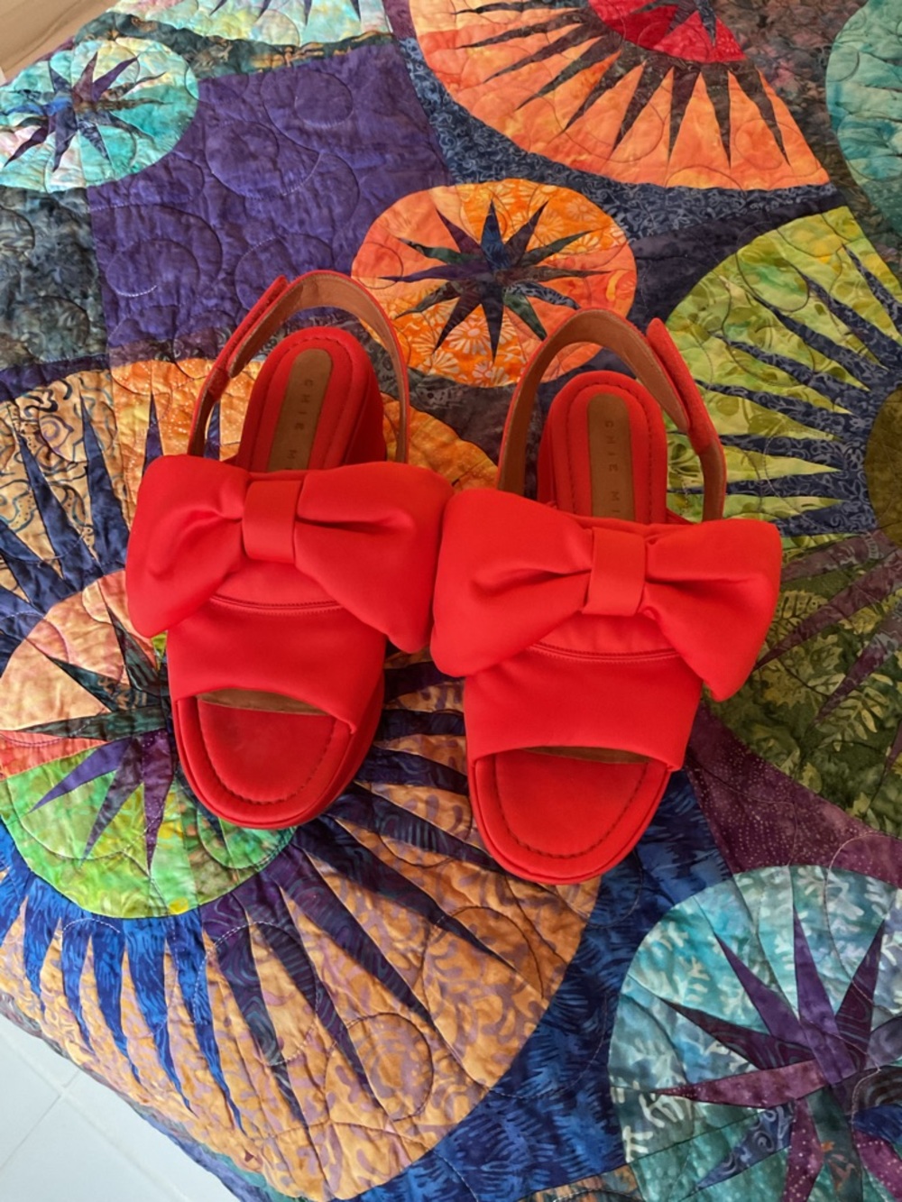 Chie Mihara Red Bow Slingback Sandals